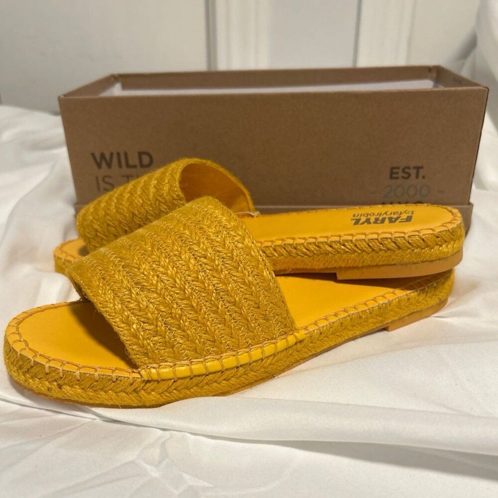 FARYL by FARYL Robin Mustard Yellow Monty Slides Women’s 8.5